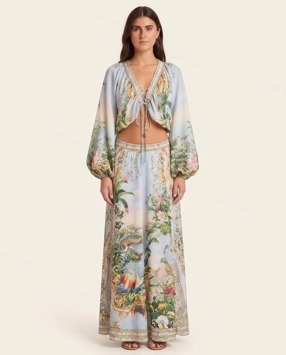 Light Blue Soft Lace Skirt Set by Dutti3