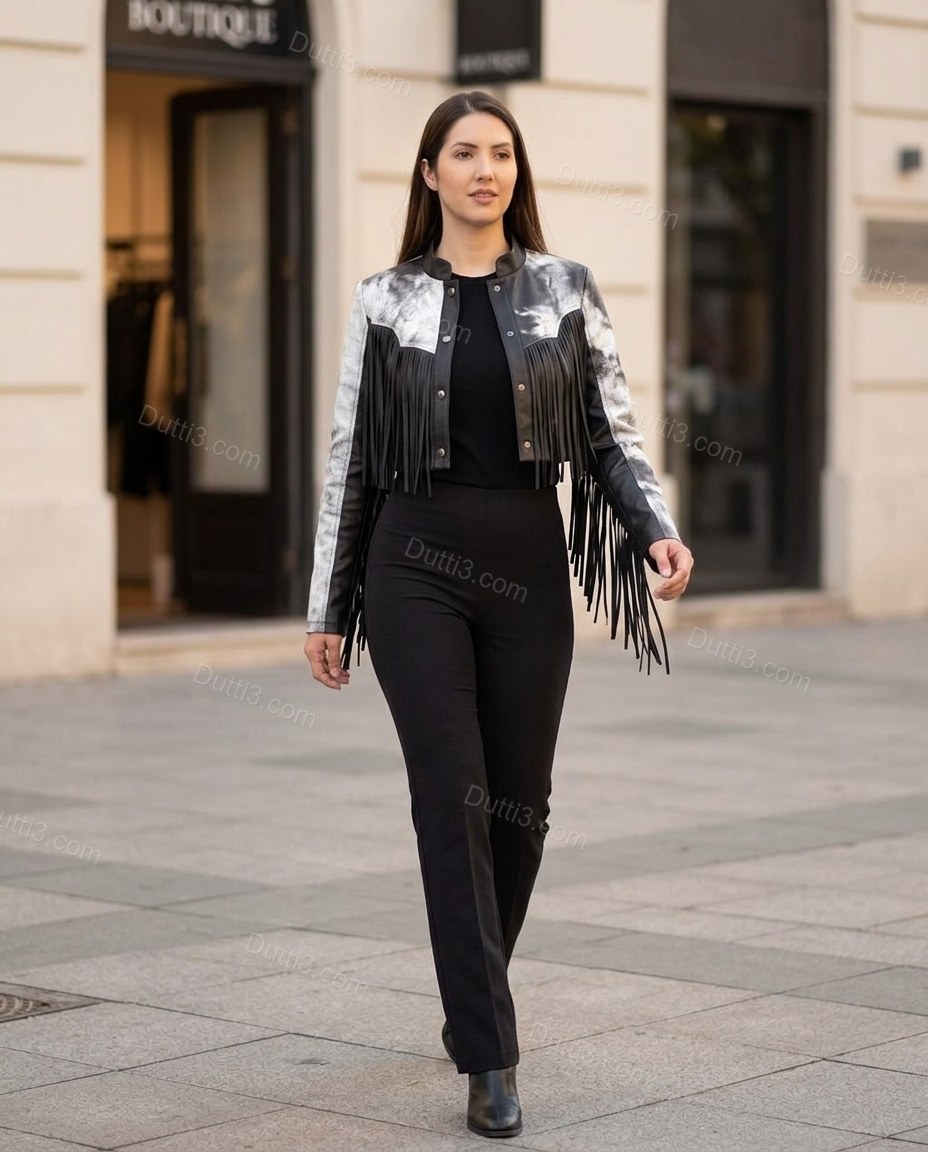 Black Refined Printed Jacket by Dutti3