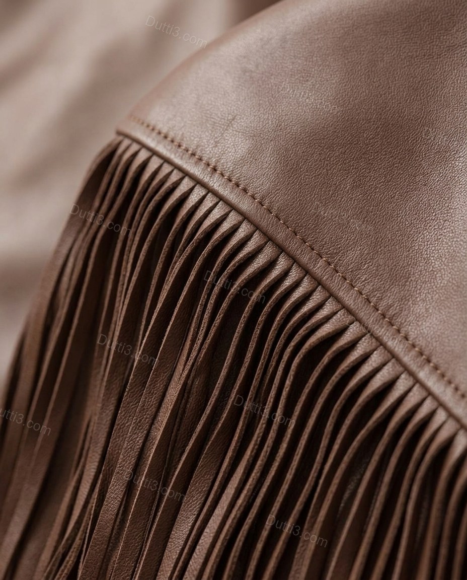 Brown Elevated Fringe Jacket by Dutti3