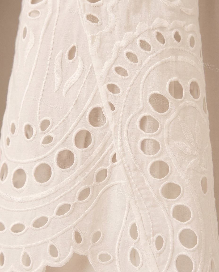 White Soft Embroidered Midi Dress by Dutti3