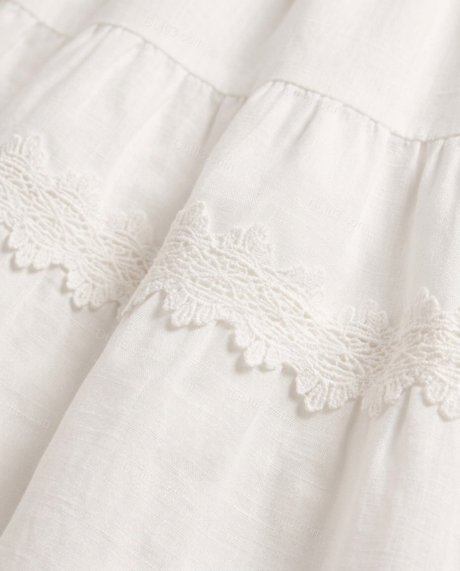 White Soft Lace Mini Dress by Dutti3