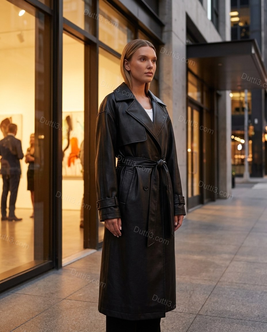 Black Refined Belted Coat by Dutti3