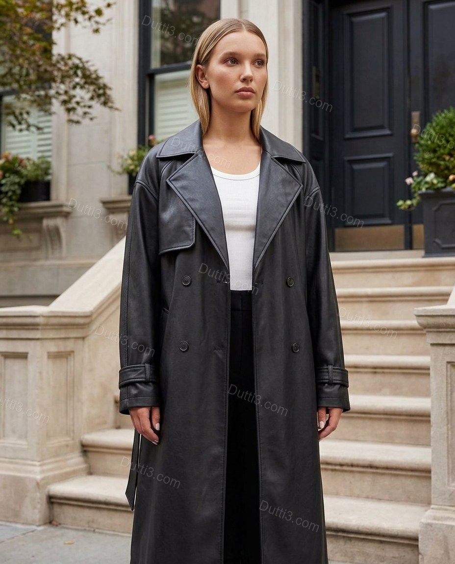 Black Refined Belted Coat by Dutti3