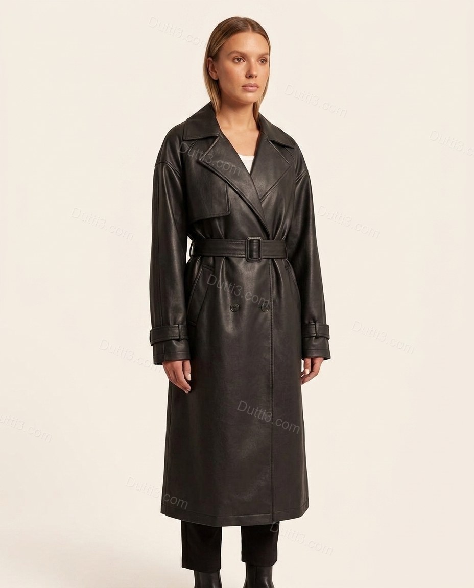 Black Refined Belted Coat by Dutti3