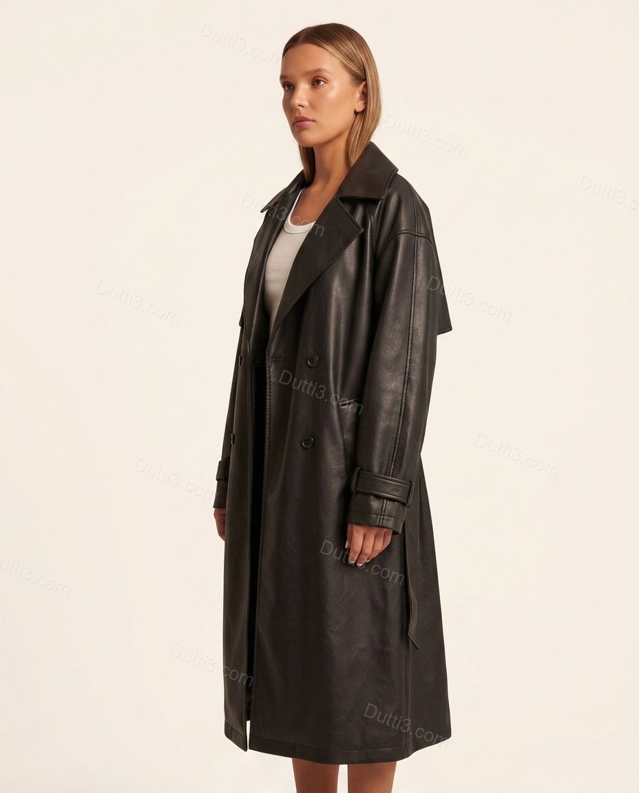 Black Refined Belted Coat by Dutti3