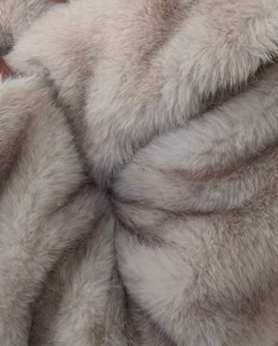 Beige Elevated Fur-Trim Longline Coat Beige Coat with Relaxed Fit silhouette and Textured texture, additional styling view for City Layering, a dinner reservation, Fall late-summer city plans and early-fall occasions, US East / Hamptons Elite by Dutti3