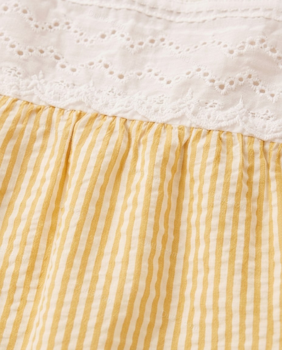 Yellow Polished Eyelet Short Set by Dutti3