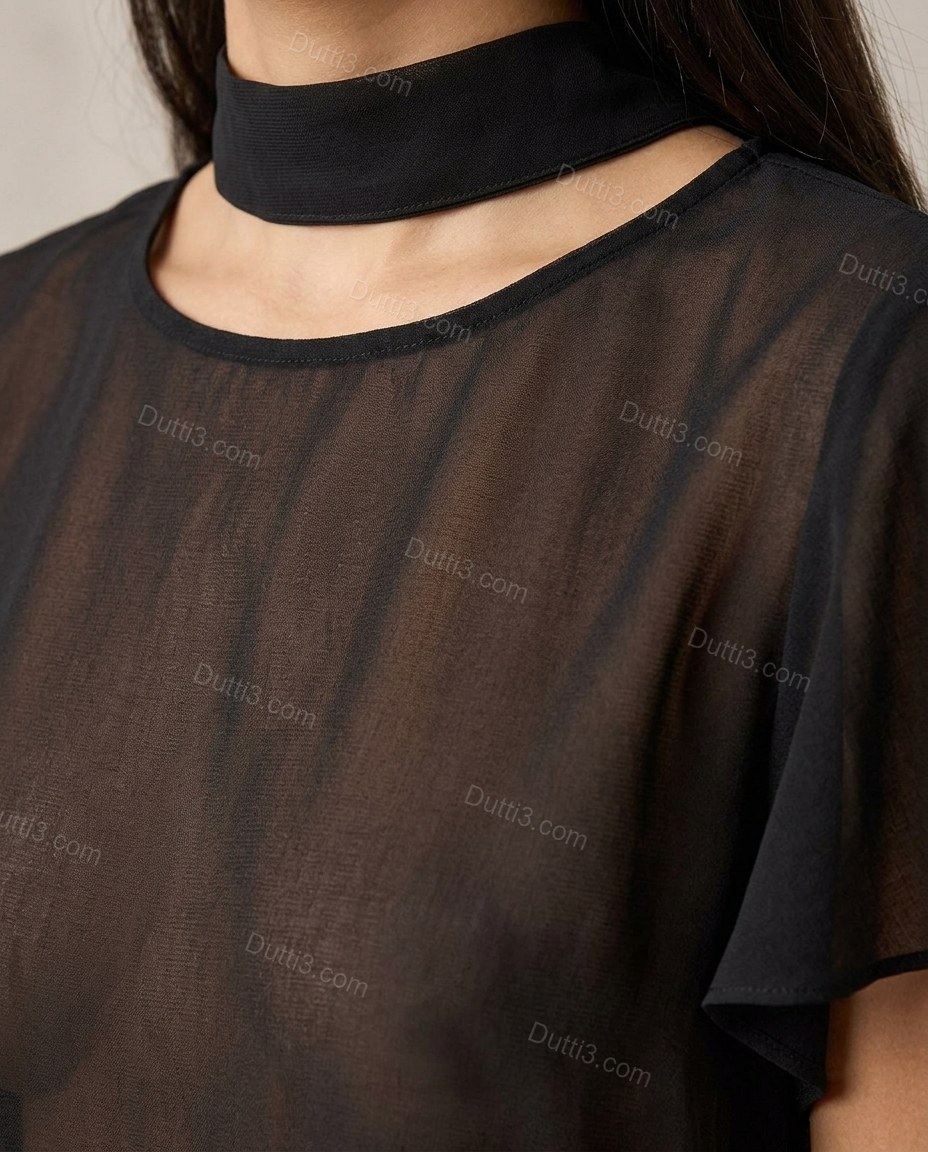 Black Sleek Sheer Two-Piece Set by Dutti3