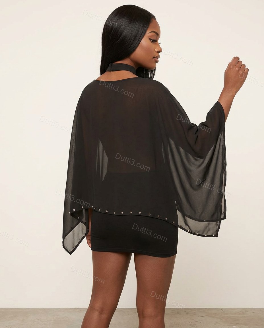 Black Sleek Sheer Two-Piece Set by Dutti3