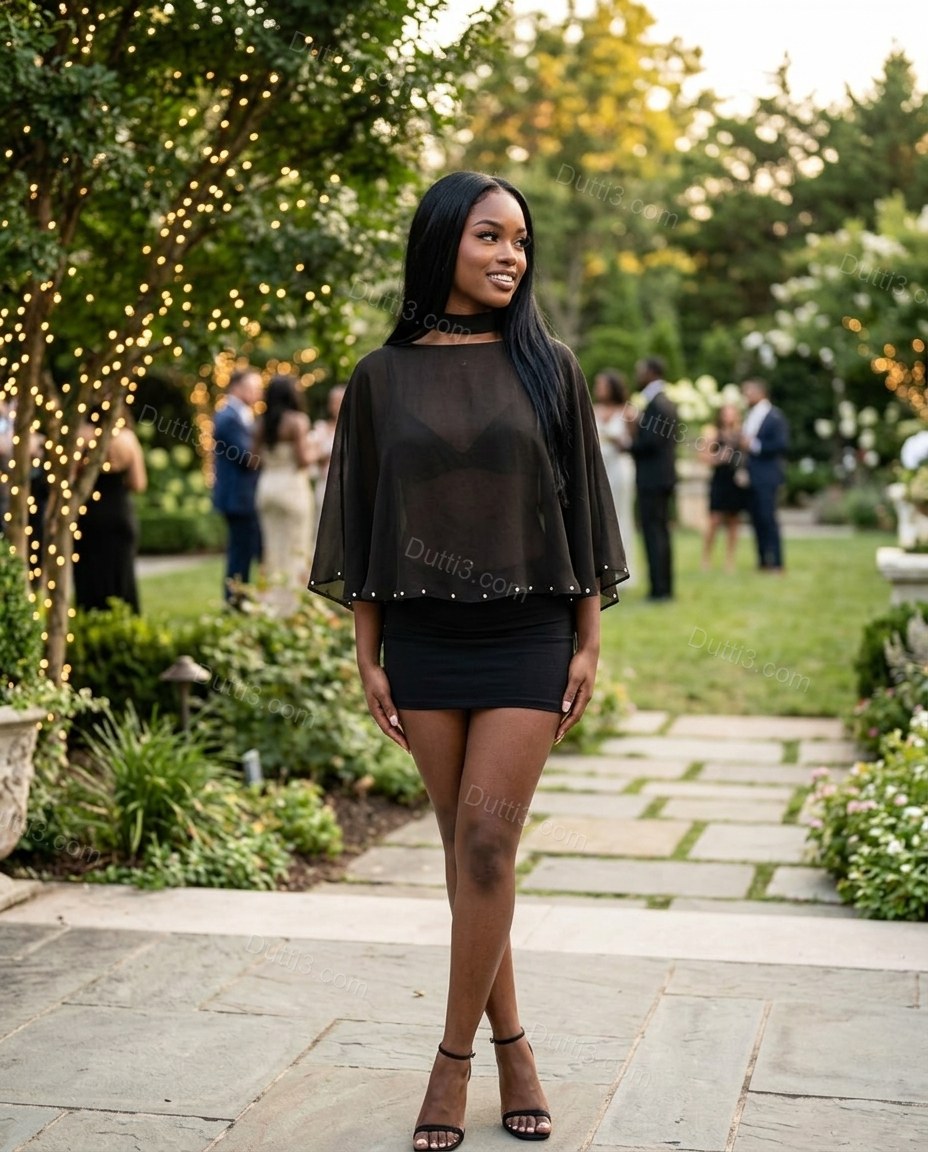 Black Sleek Sheer Two-Piece Set by Dutti3