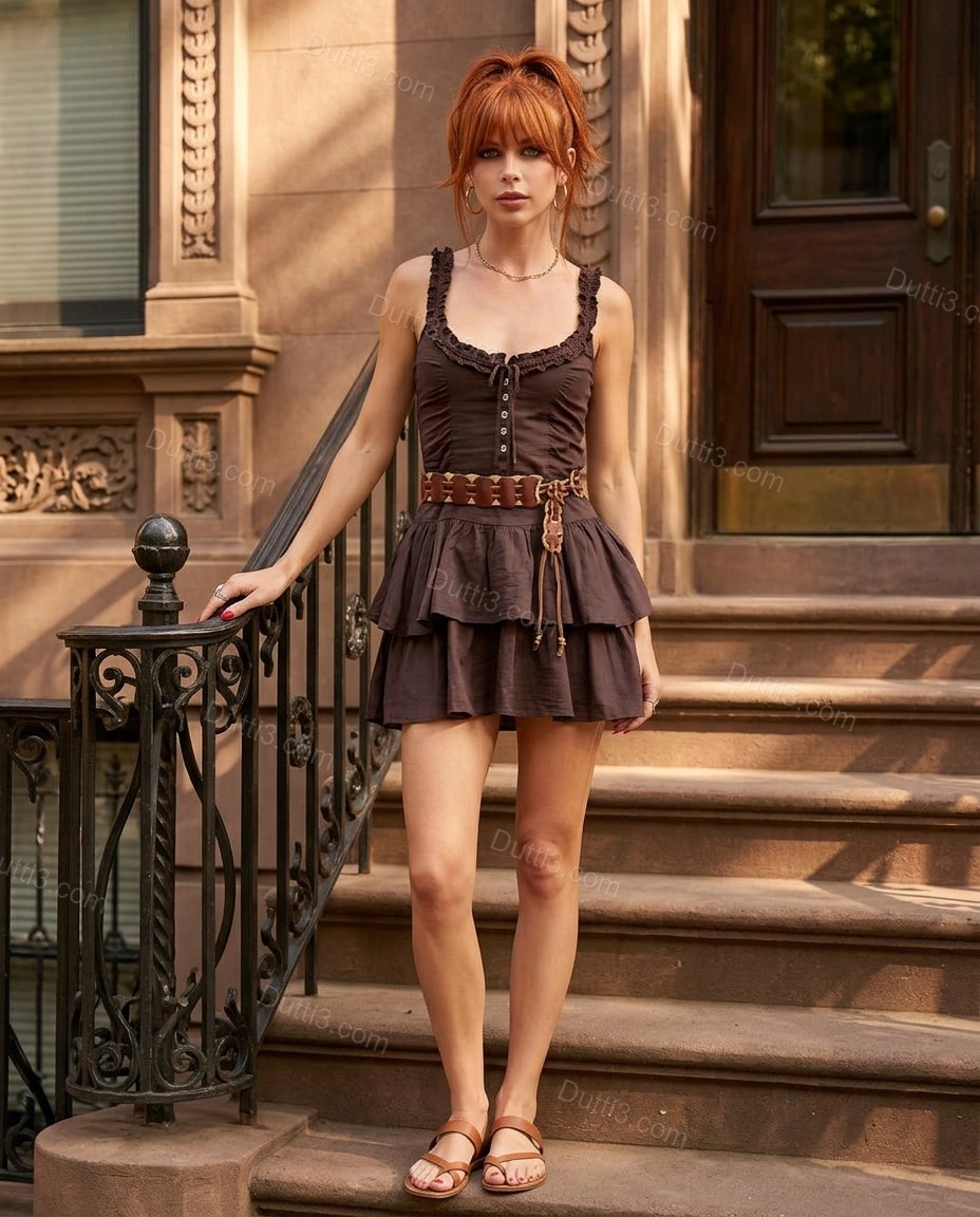 Dark Purple Refined Tiered Mini Dress by Dutti3