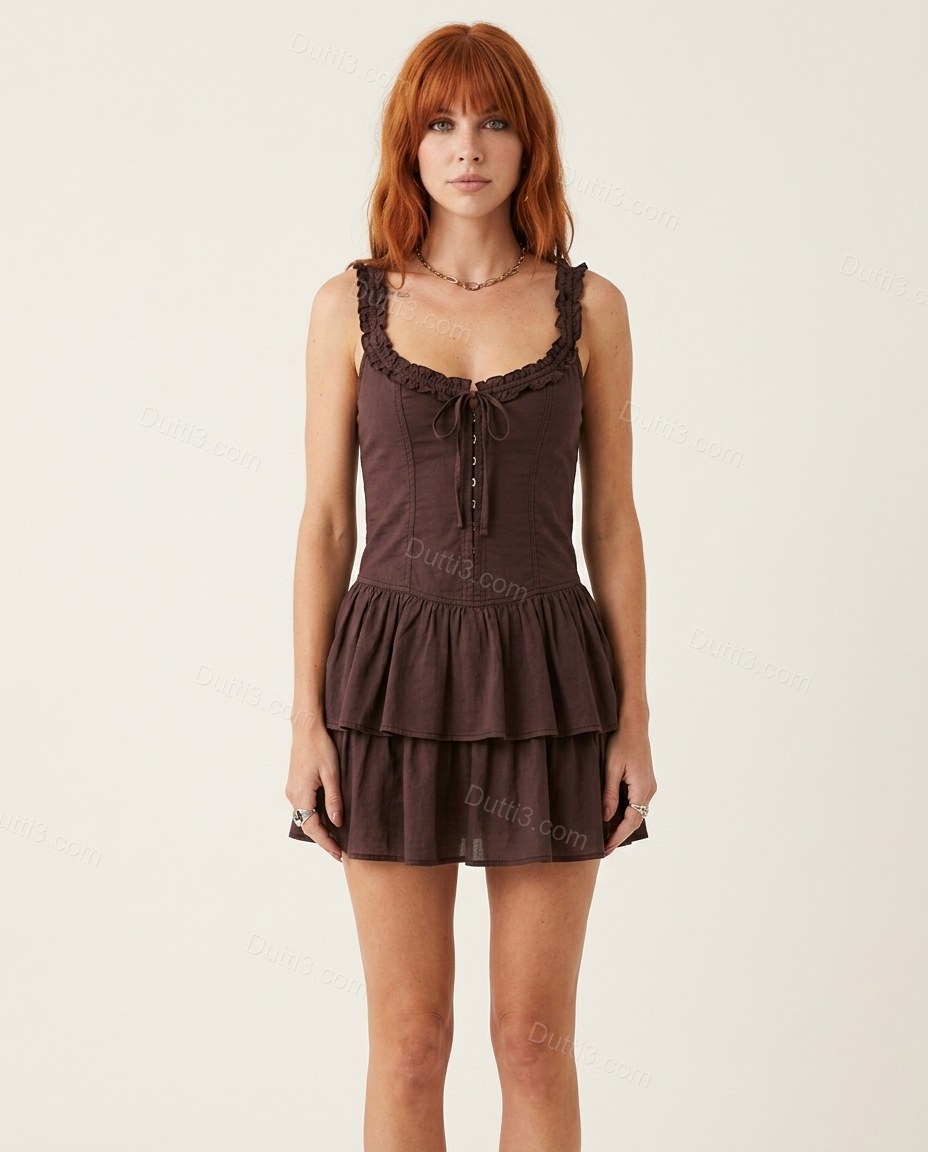 Dark Purple Refined Tiered Mini Dress by Dutti3