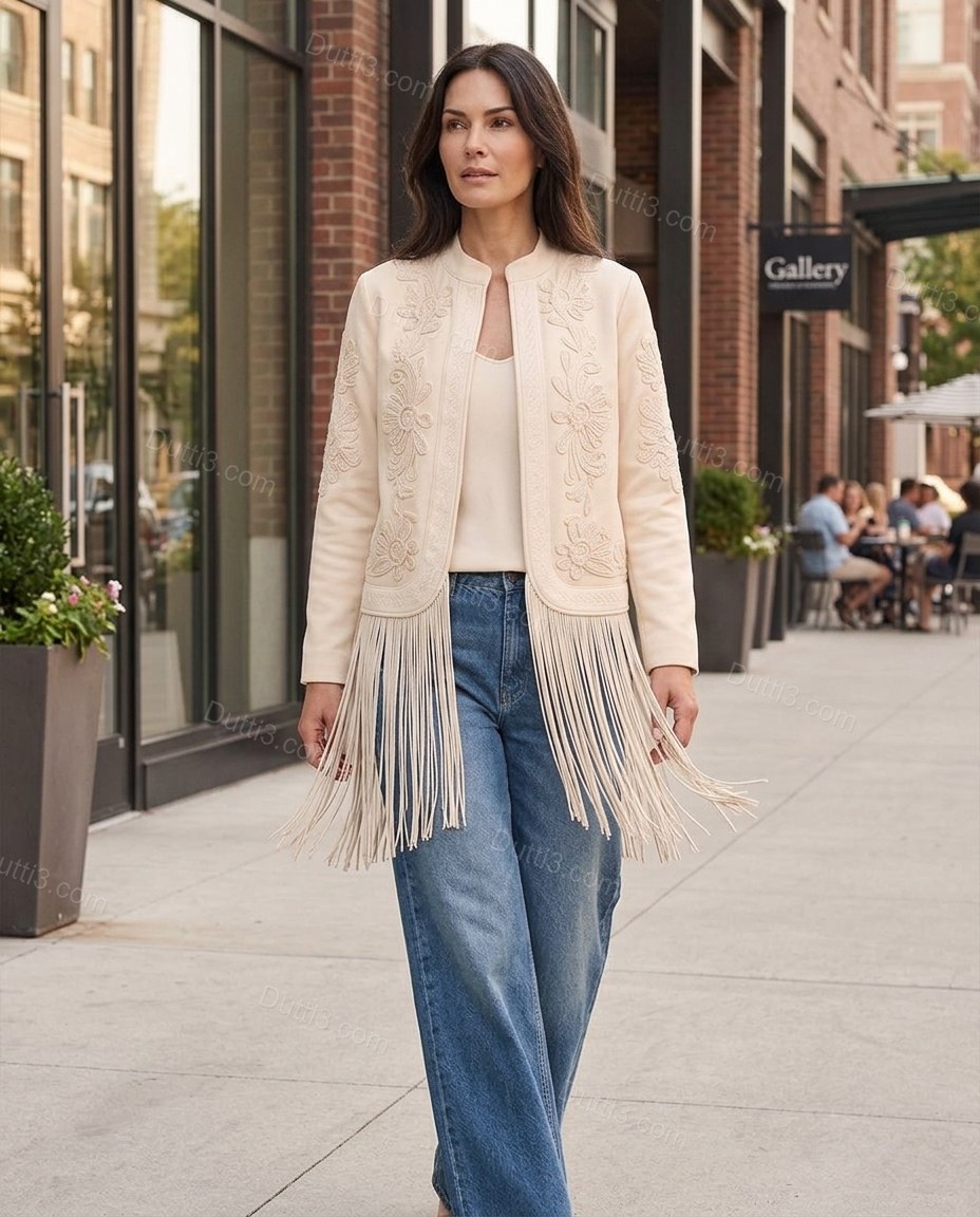 Cream City-Ready Floral Embroidered Jacket by Dutti3