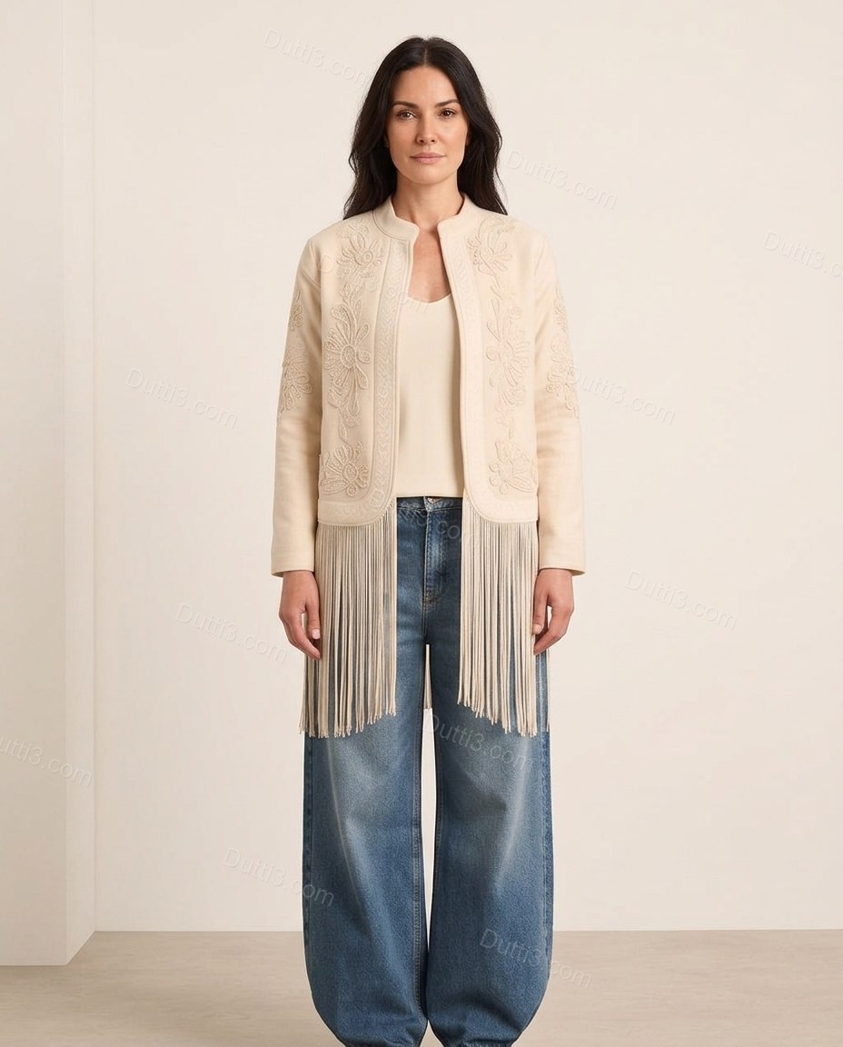 Cream City-Ready Floral Embroidered Jacket by Dutti3