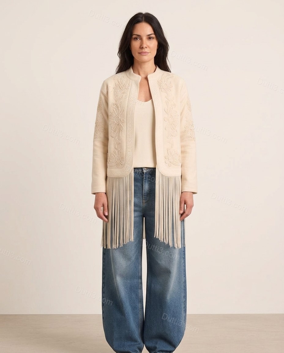 Cream City-Ready Floral Embroidered Jacket by Dutti3