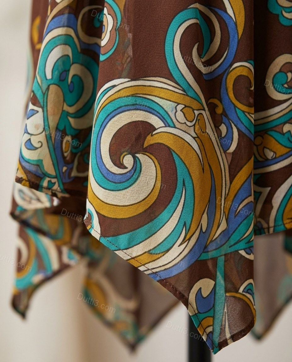 Brown Elevated Paisley Mini Dress by Dutti3