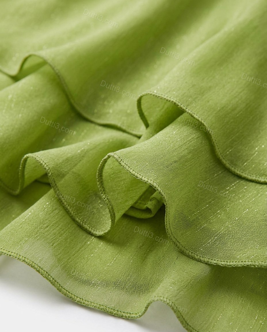 Green Romantic Tiered Mini Dress by Dutti3