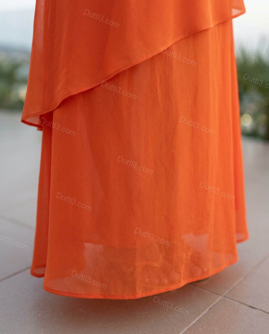 Orange Sleek Floral Maxi Dress by Dutti3