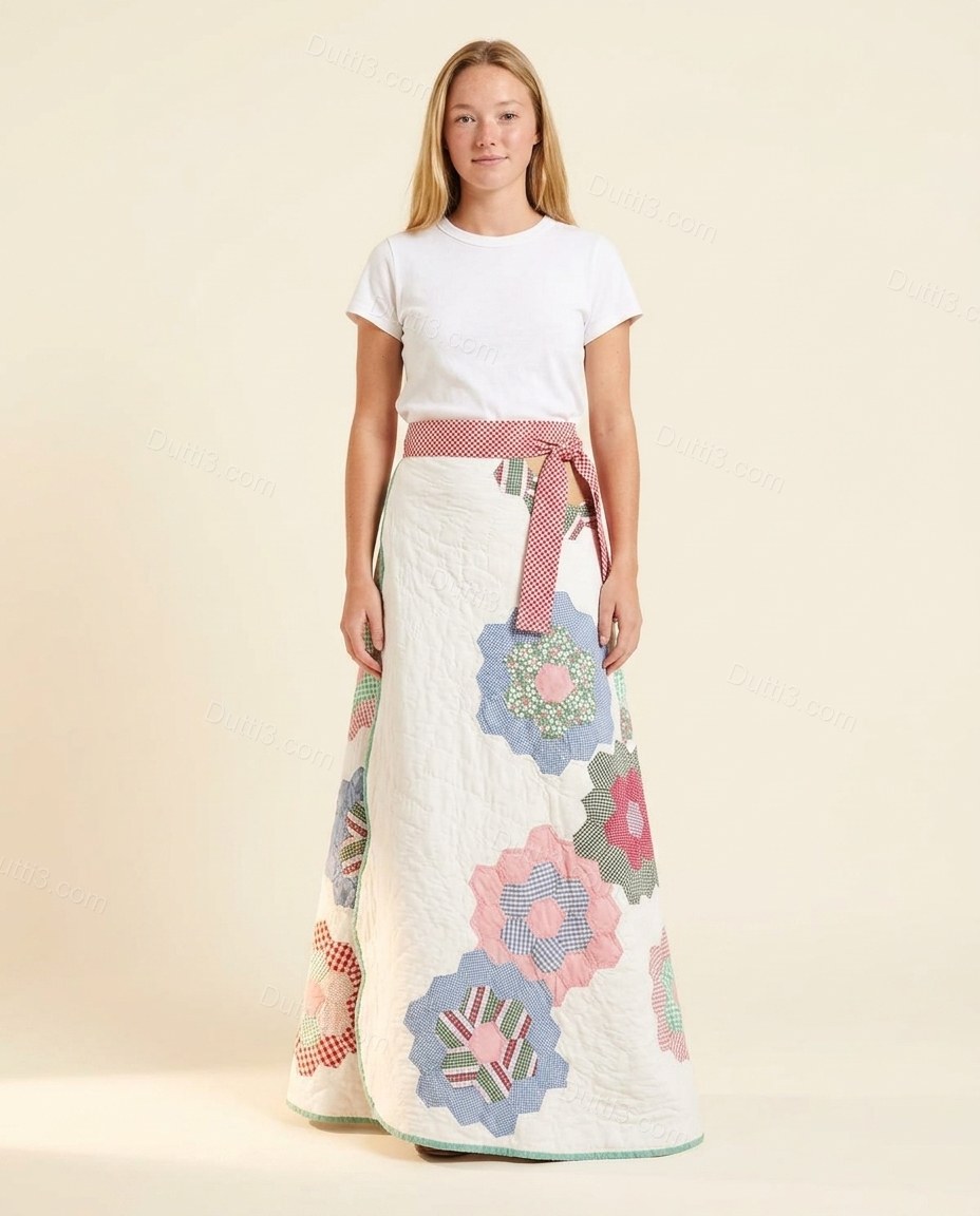 White Geometric Cotton Bottom, front studio view, by Dutti3