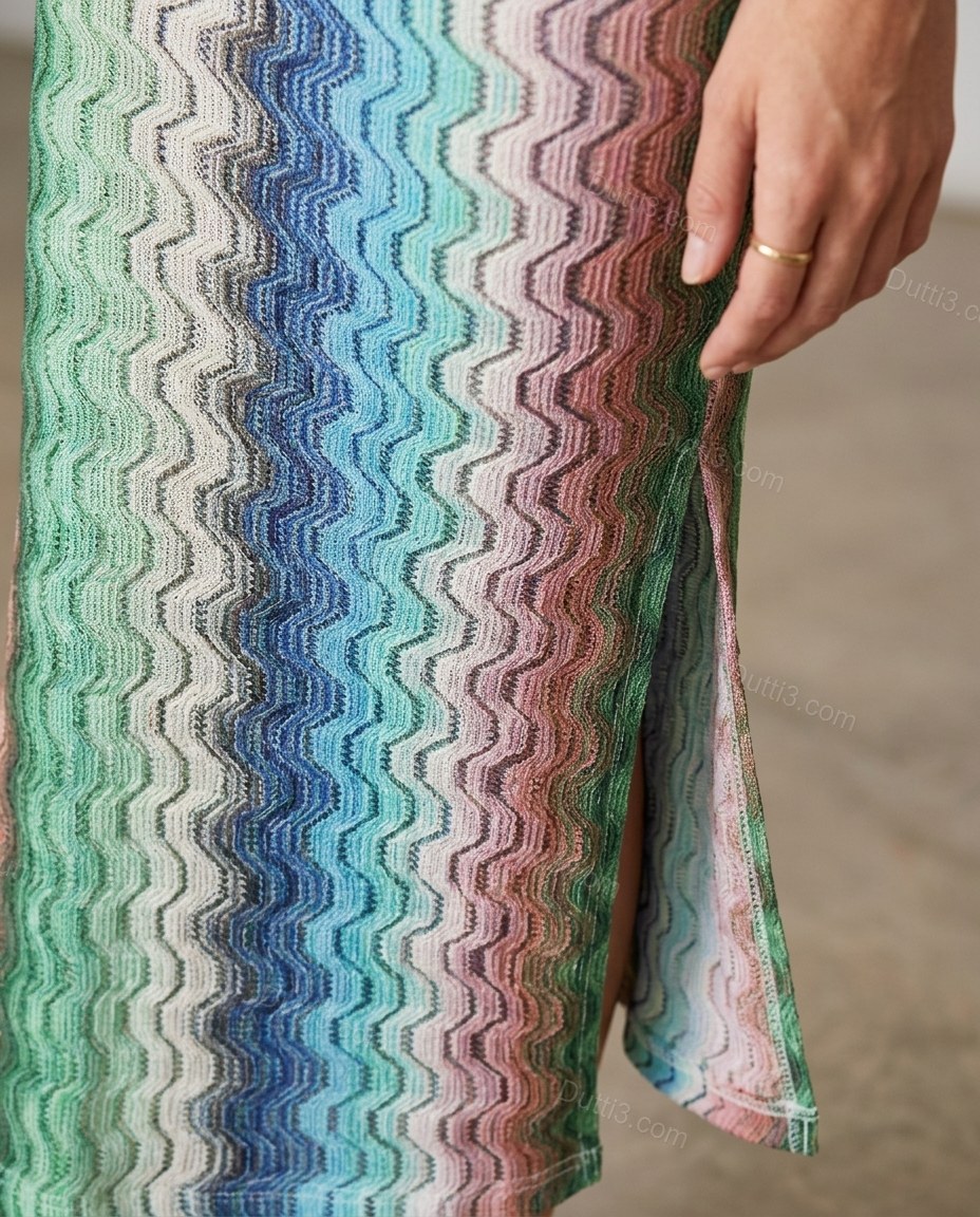Multi-Color Chevron Maxi Strapless Dress, close-up of chevron, by Dutti3