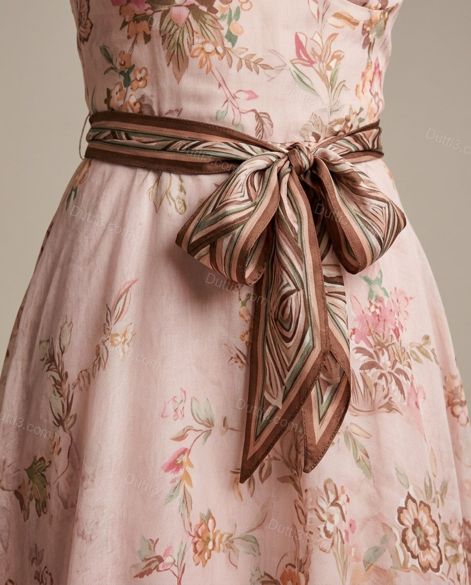 Light Pink Floral Maxi Dress, close-up of floral, by Dutti3