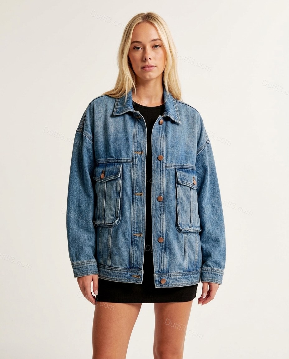 Blue Denim Jacket, front studio view, by Dutti3