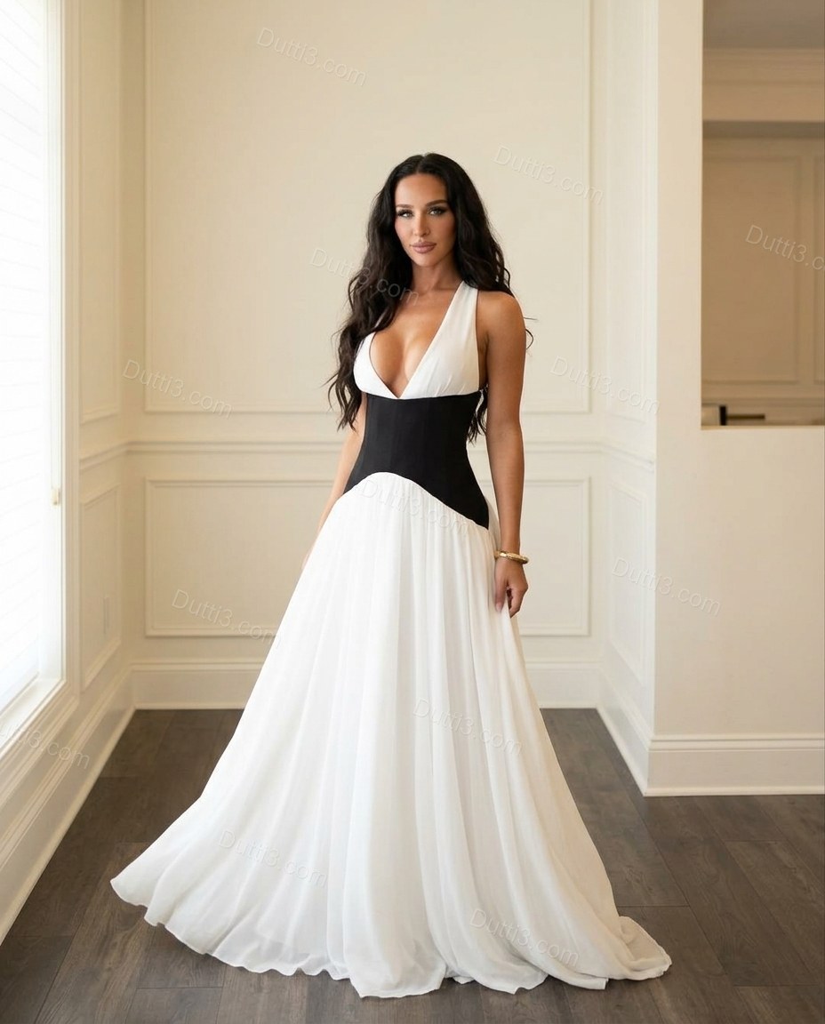 White Maxi Skirt Set, full-length hero view, by Dutti3