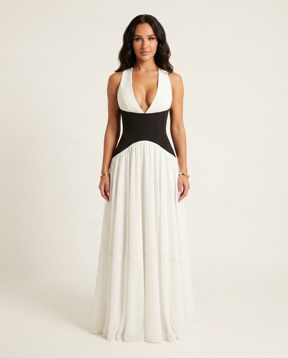 White Maxi Skirt Set, front studio view, by Dutti3