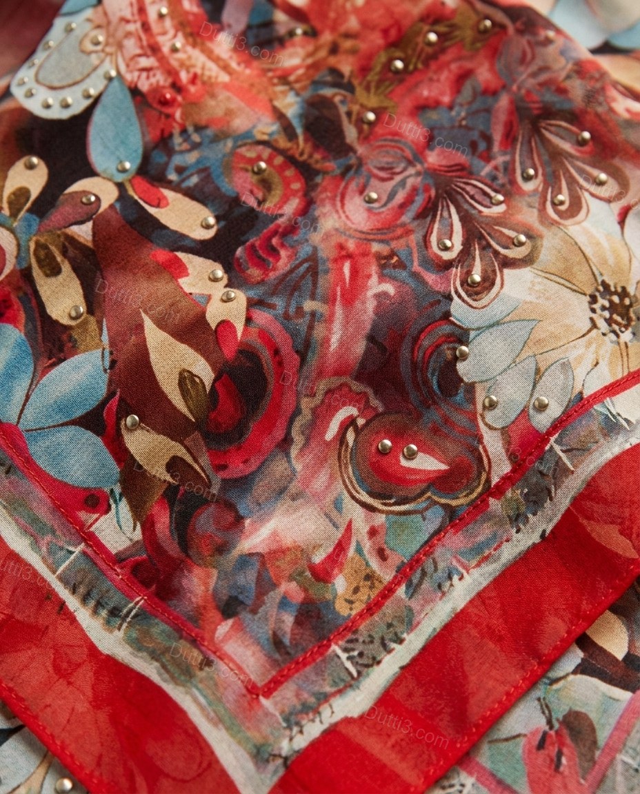 Red Abstract Mini Strapless Dress, close-up of abstract, by Dutti3