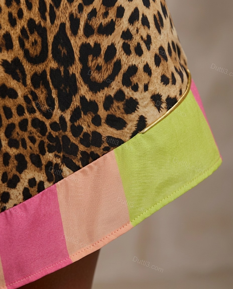 Brown Leopard Print Mini One-Shoulder Dress, close-up of leopard print, by Dutti3