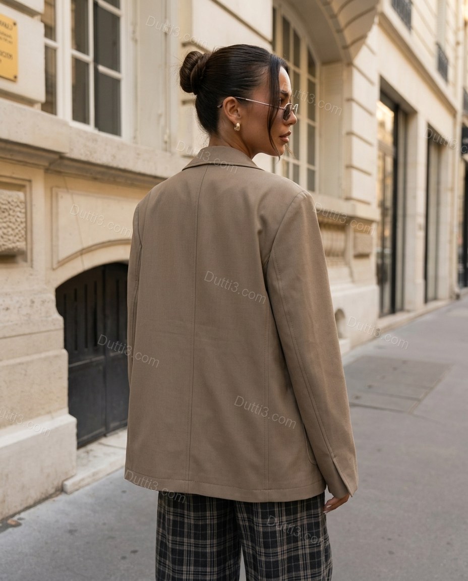 Taupe Blazer, alternate use-case lifestyle view, by Dutti3