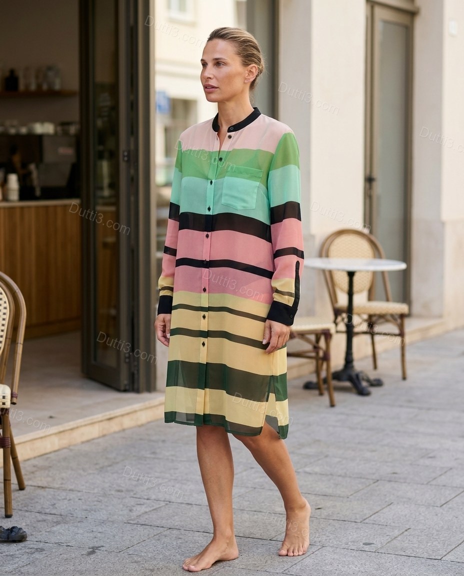 Multi-Color Striped Dress, alternate use-case lifestyle view, by Dutti3