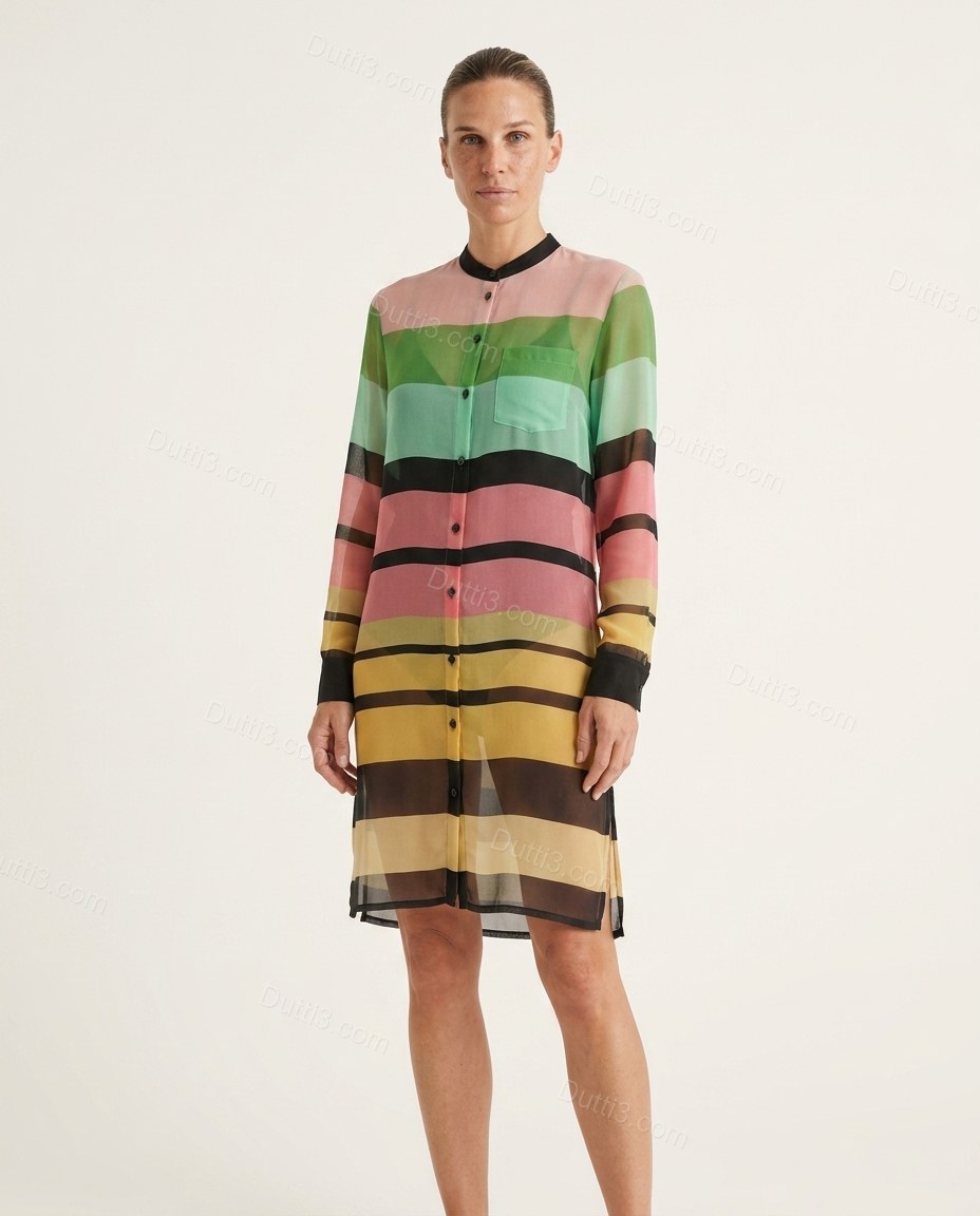 Multi-Color Striped Dress, front studio view, by Dutti3