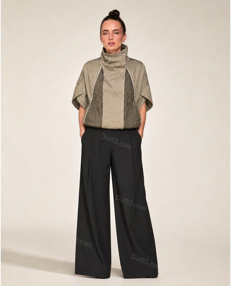 Brown Asymmetric Vest, full-length hero view, by Dutti3