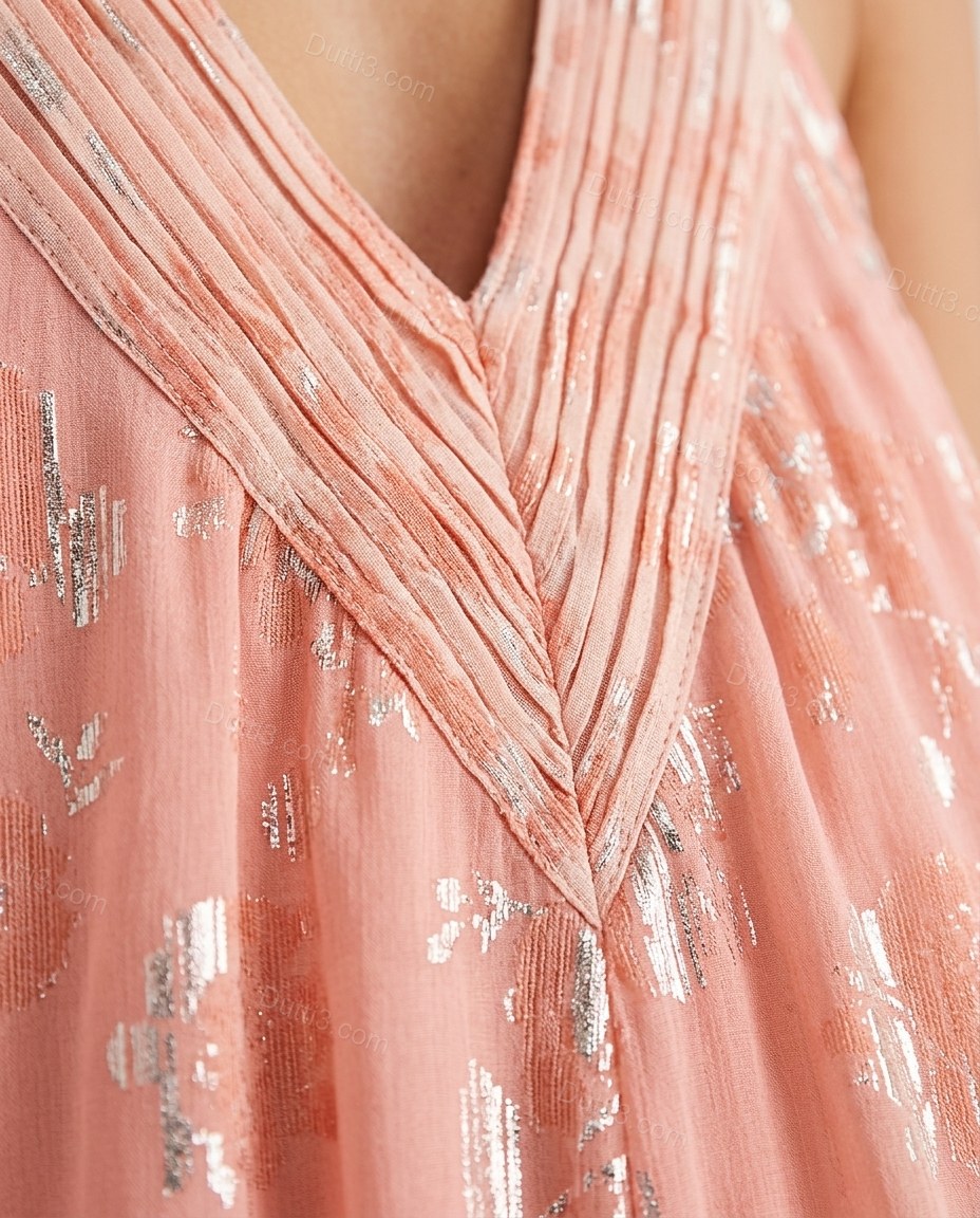 Pink Abstract Maxi Open-Back Dress, close-up of abstract, by Dutti3