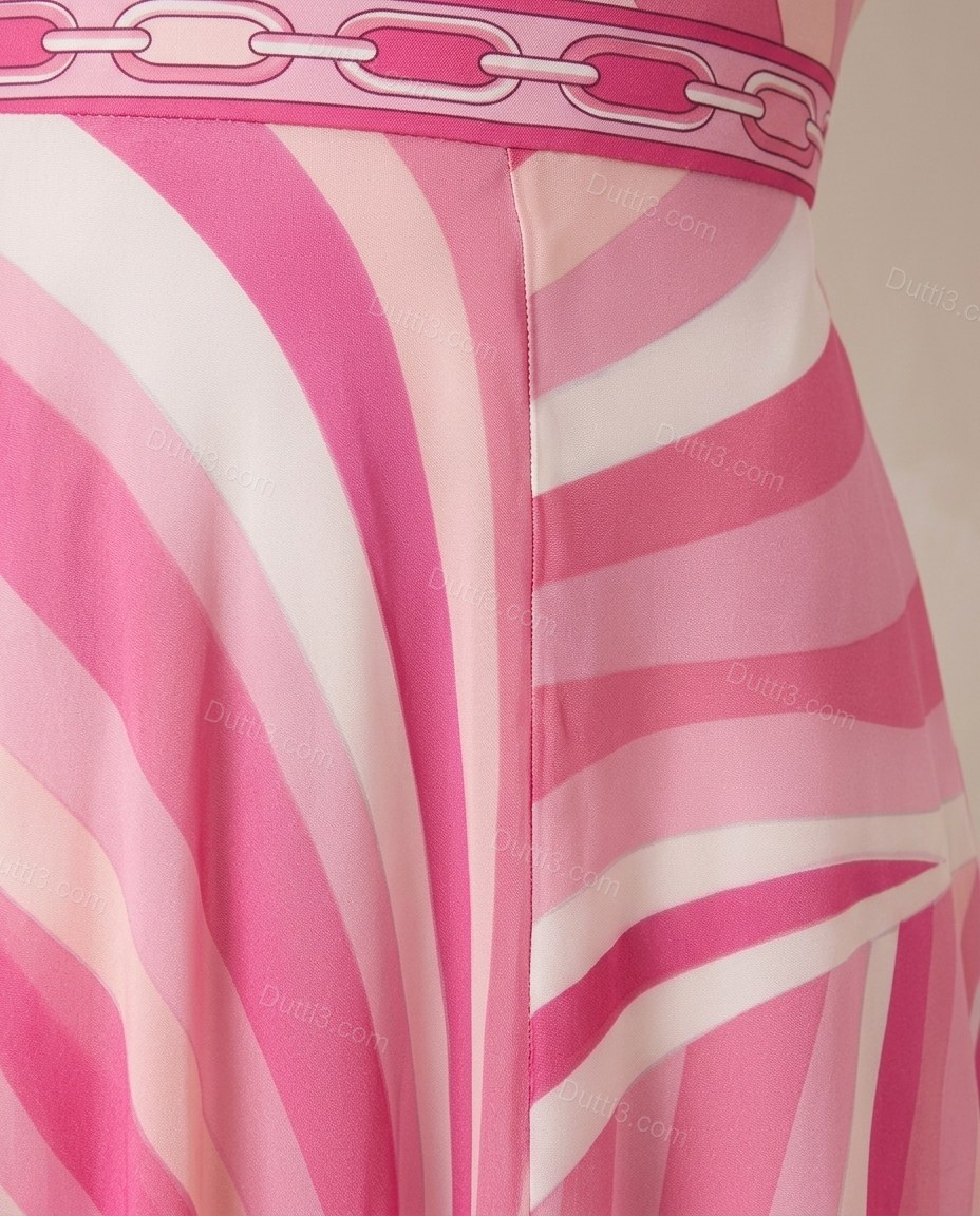Pink Abstract Maxi Open-Back Top & Skirt Set, close-up of abstract, by Dutti3