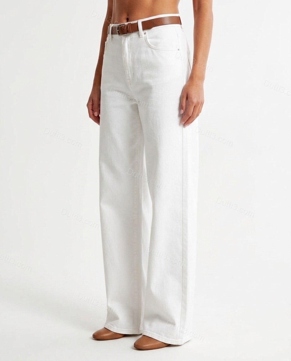 White Denim Pants, side and back studio view, by Dutti3