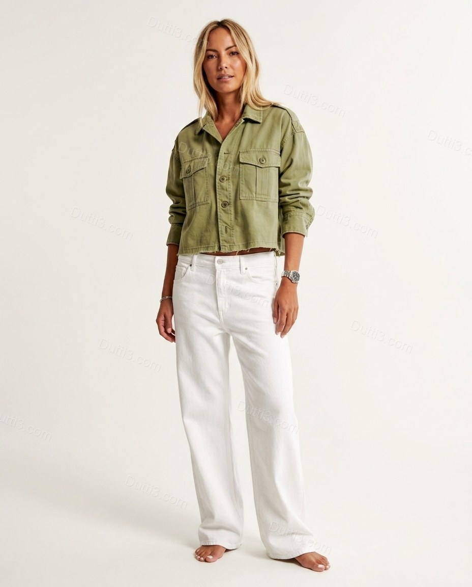 White Denim Pants, front studio view, by Dutti3