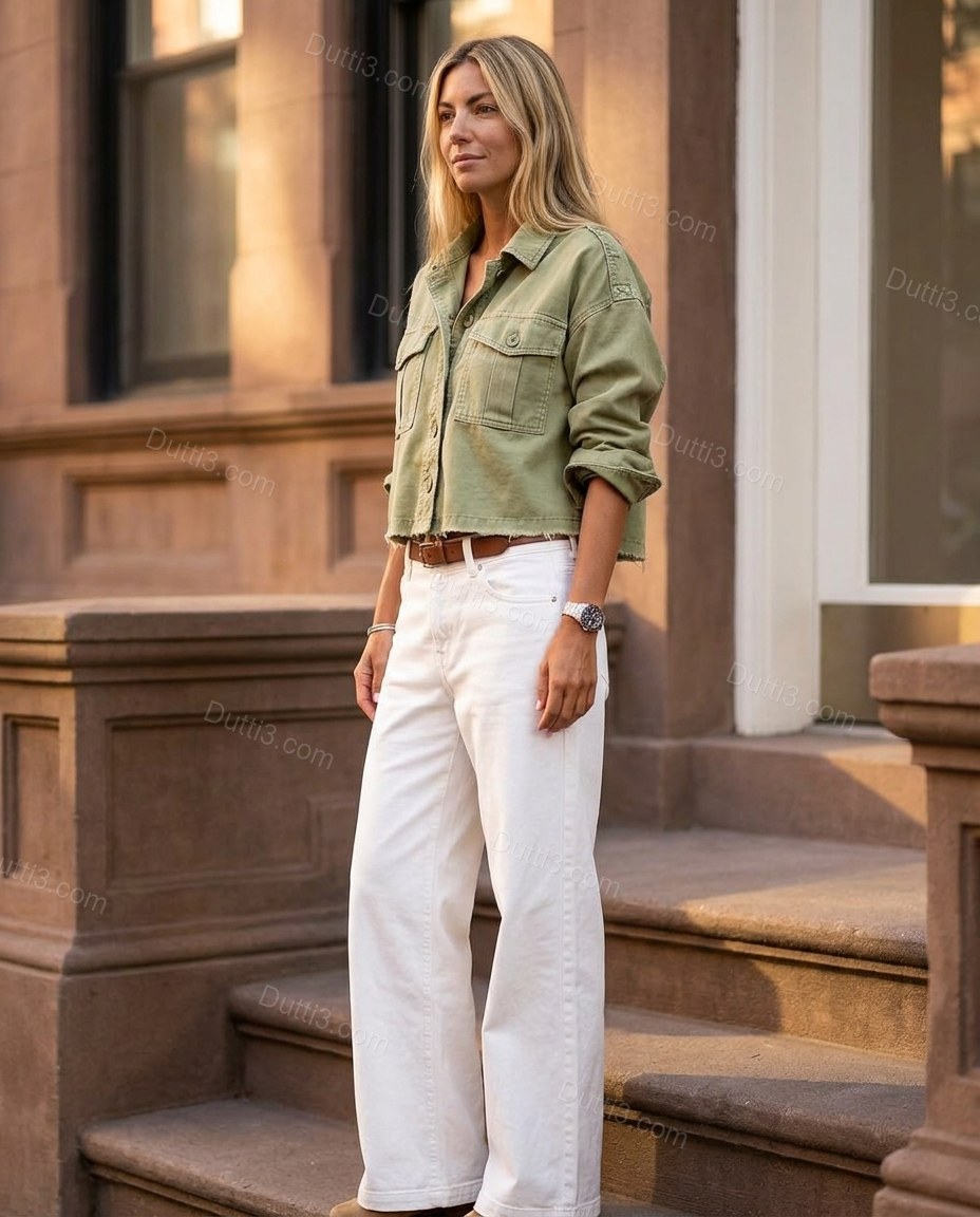 White Denim Pants, alternate use-case lifestyle view, by Dutti3