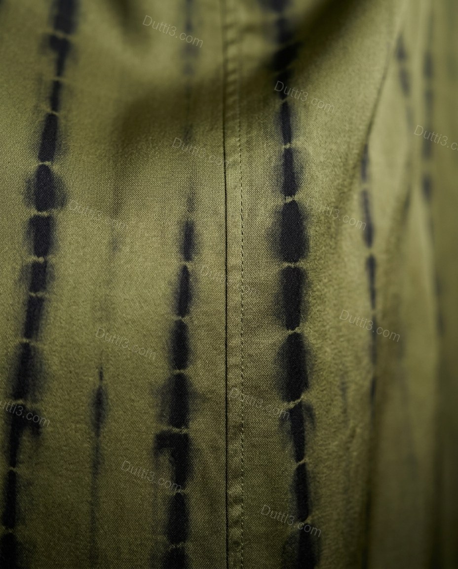 Olive Green Striped Maxi Halter Dress, close-up of striped, by Dutti3