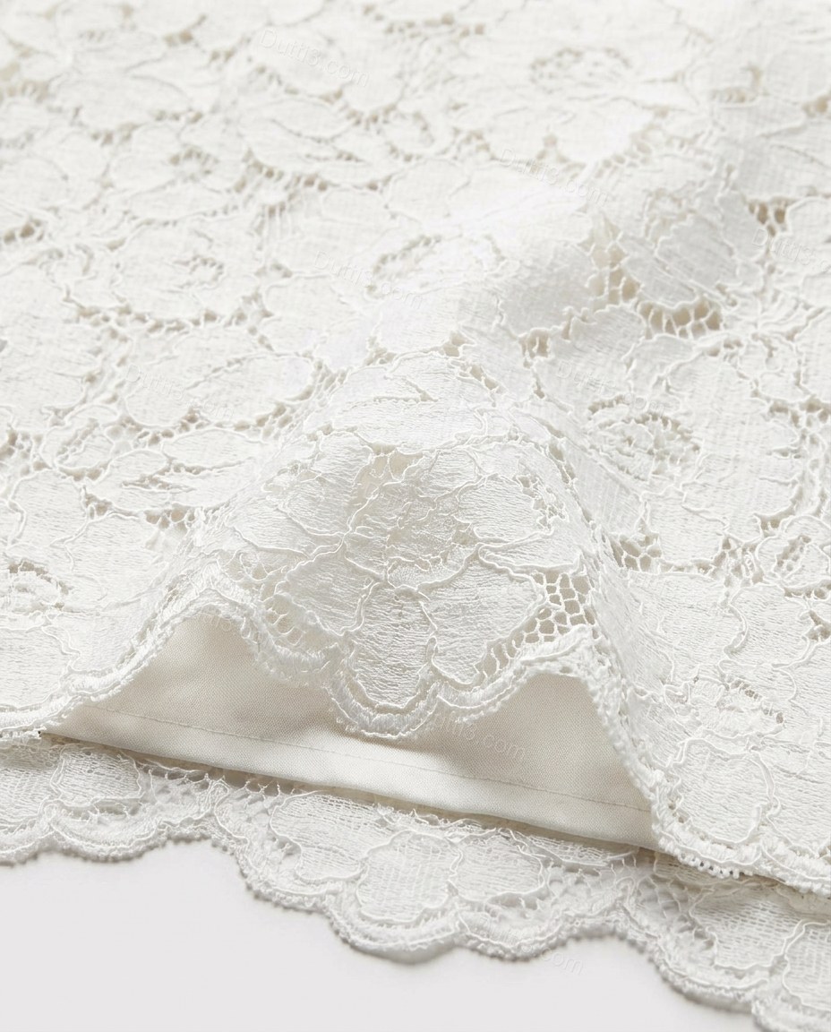 White Floral Open-Back Halter Dress, close-up of floral, by Dutti3