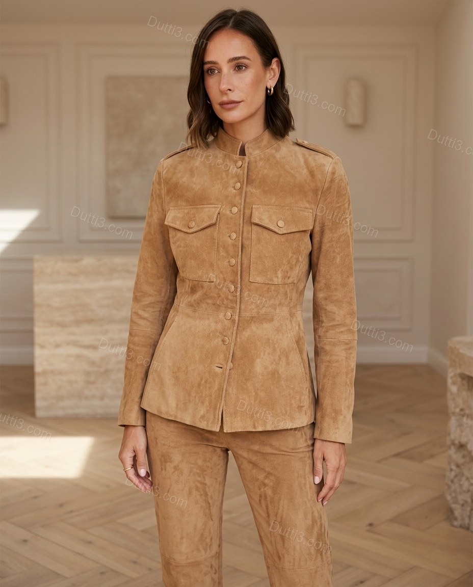 Tan Two-Piece Set, full-length hero view, by Dutti3