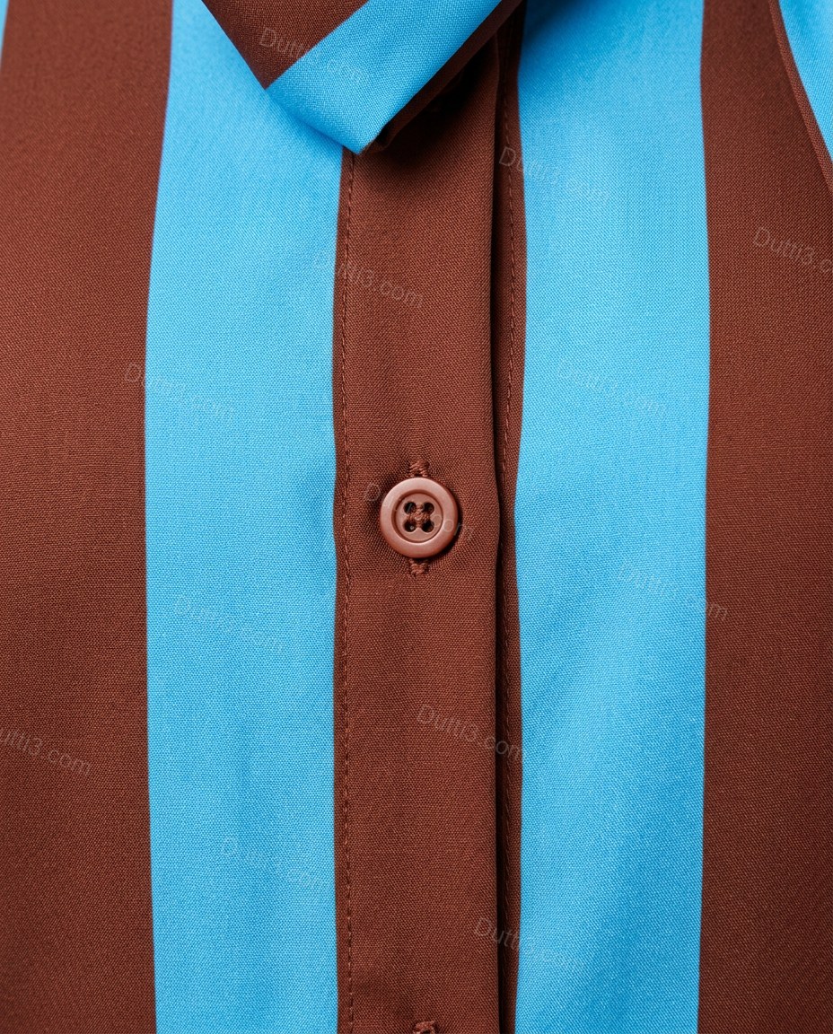 Brown Striped Pussy-Bow Jumpsuit, close-up of striped, by Dutti3