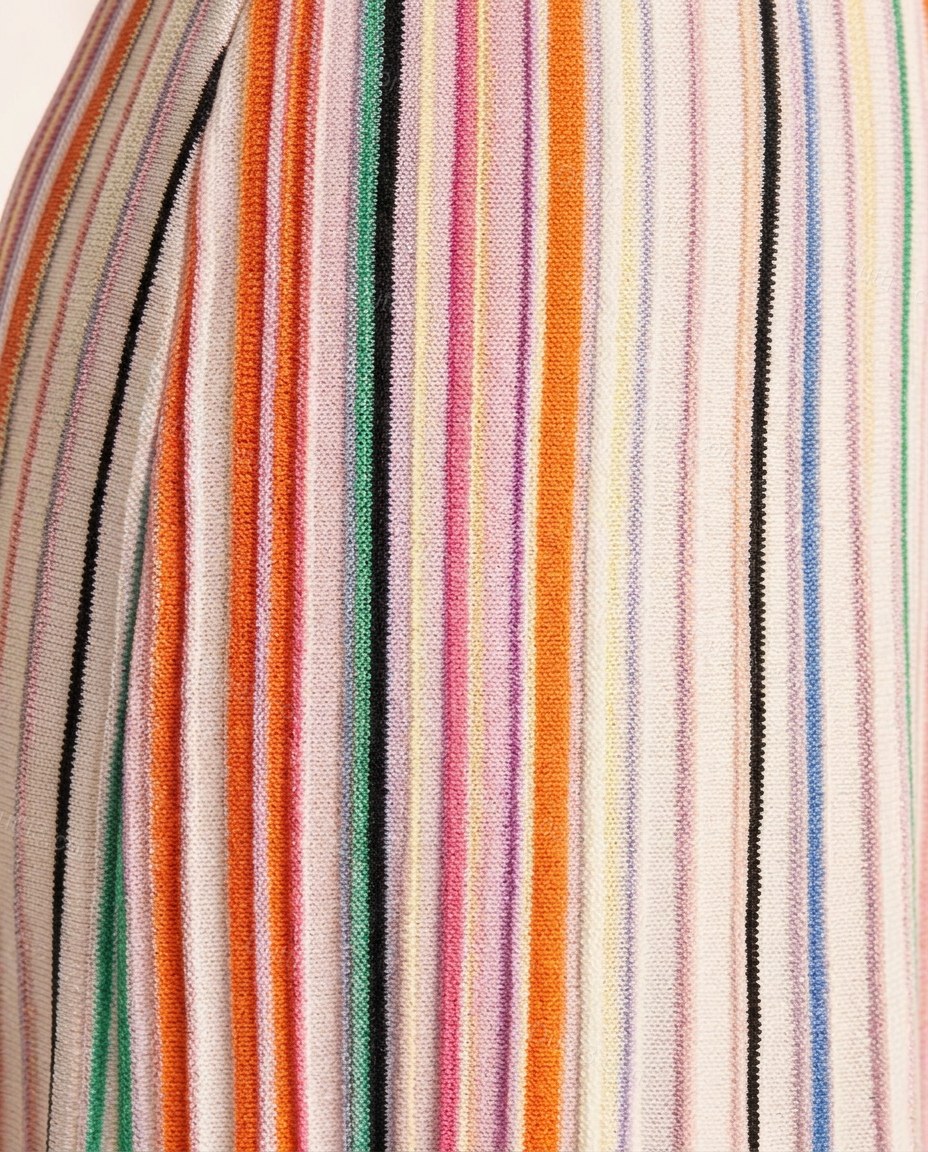 Cream Striped Maxi Knit Dress, close-up of striped, by Dutti3