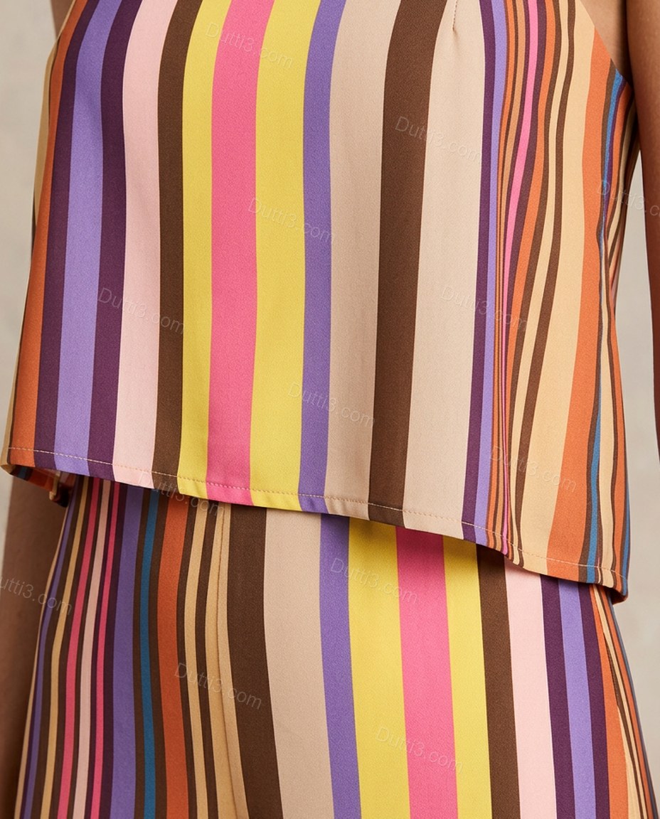 Multi-Color Striped Open-Back Jumpsuit, close-up of striped, by Dutti3