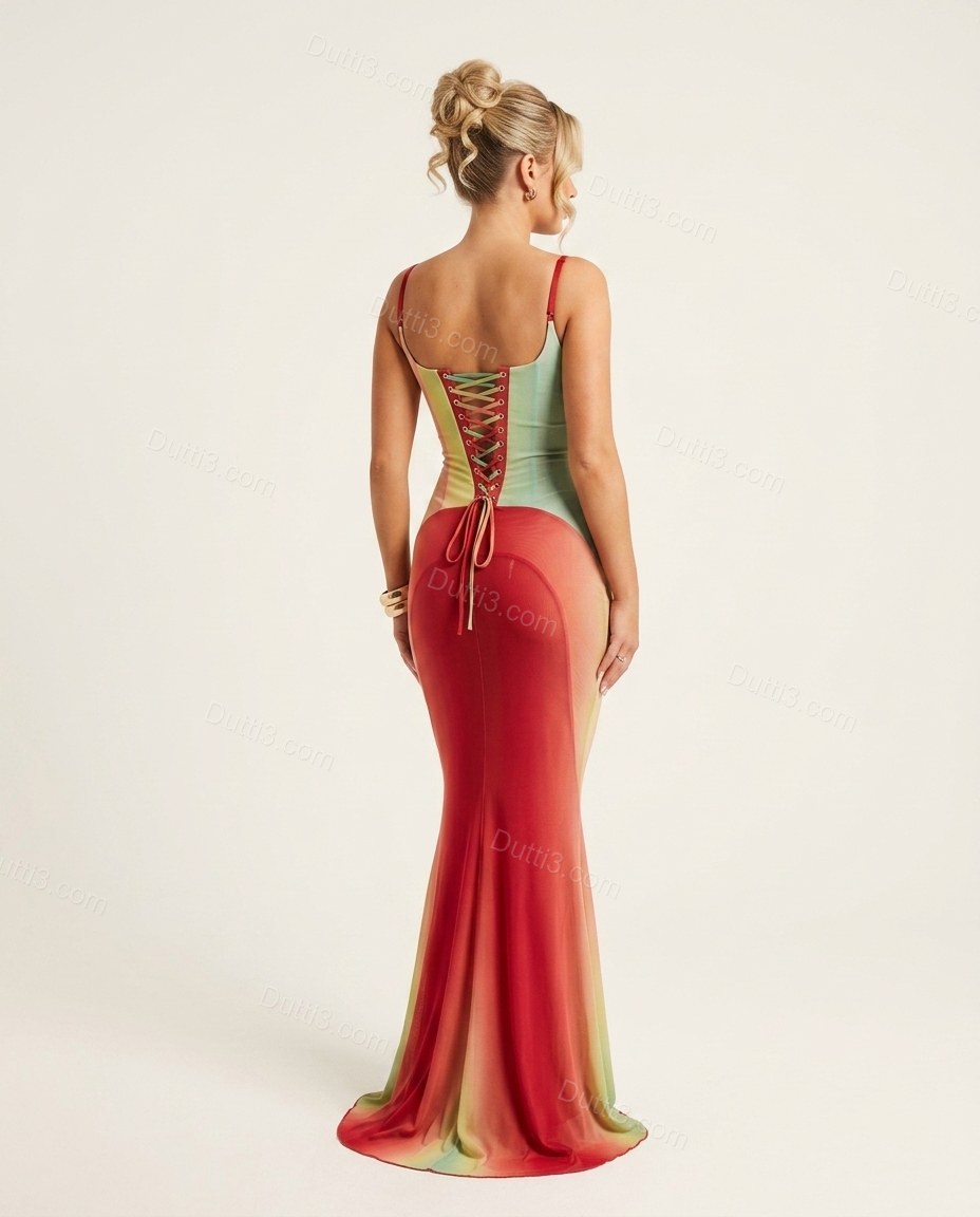 Red Lace Dress, back studio view, by Dutti3