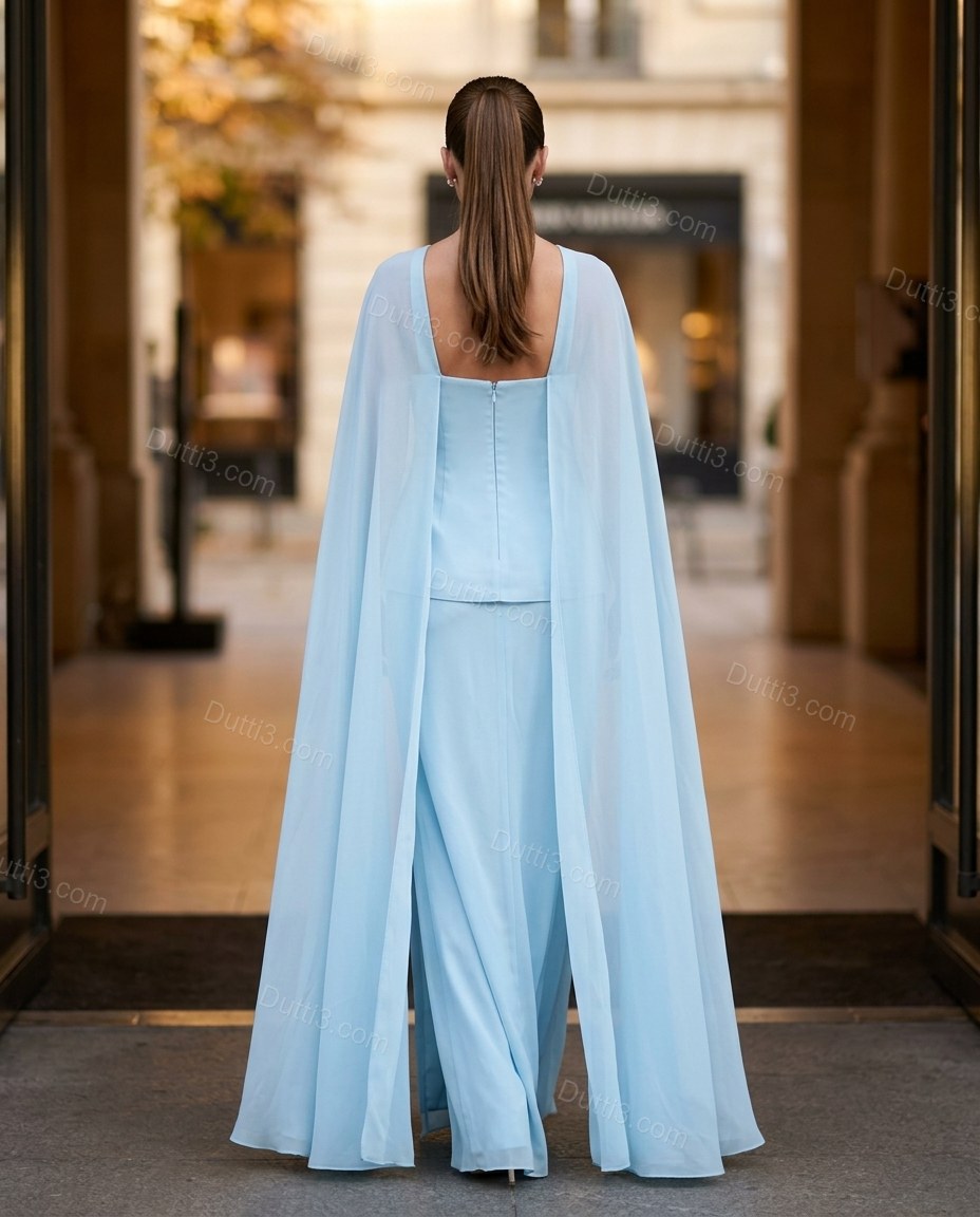 Light Blue Maxi Cape Embroidered Skirt Set, alternate use-case lifestyle view, by Dutti3