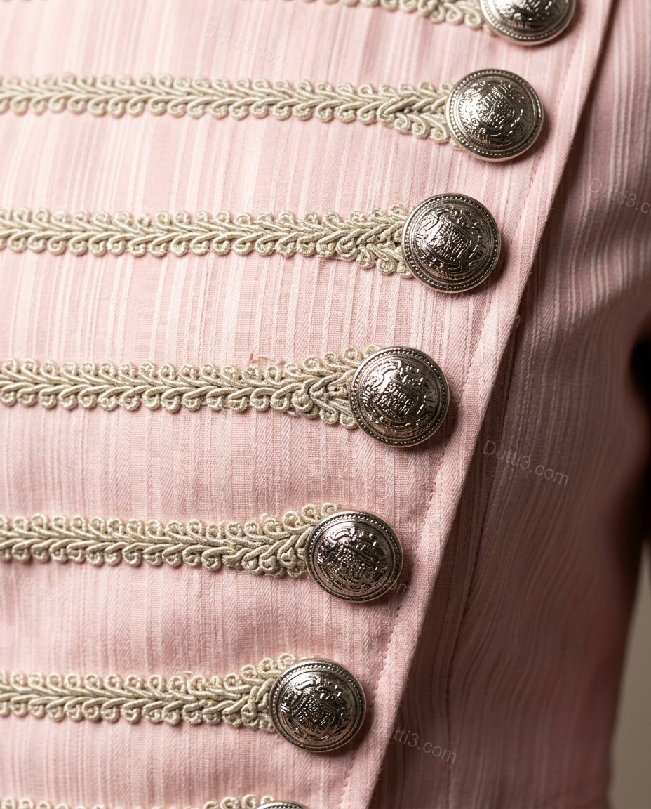 Pink Striped Mini Asymmetric Jacket & Skirt Set, close-up of striped, by Dutti3