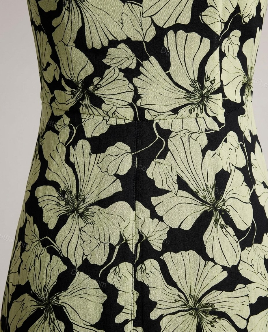 Black Floral Maxi Dress, close-up of floral, by Dutti3