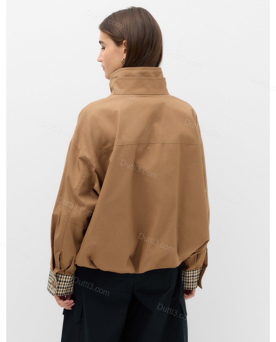 Brown Elevated Textured Jacket Brown Jacket with Utility silhouette and Textured texture, side or back garment view for City Layering, an early-evening outing, Fall late-summer city plans and early-fall occasions, Euro Chic Premium by Dutti3